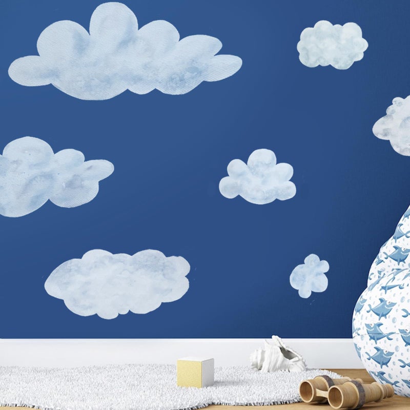 iinuu Large Cloud Wall Decals,Set of 7 Fluffy Clouds Blue and White,Perfect for Nursery,Kids Room,Playroom,Ceilings and Furniture - Image 2