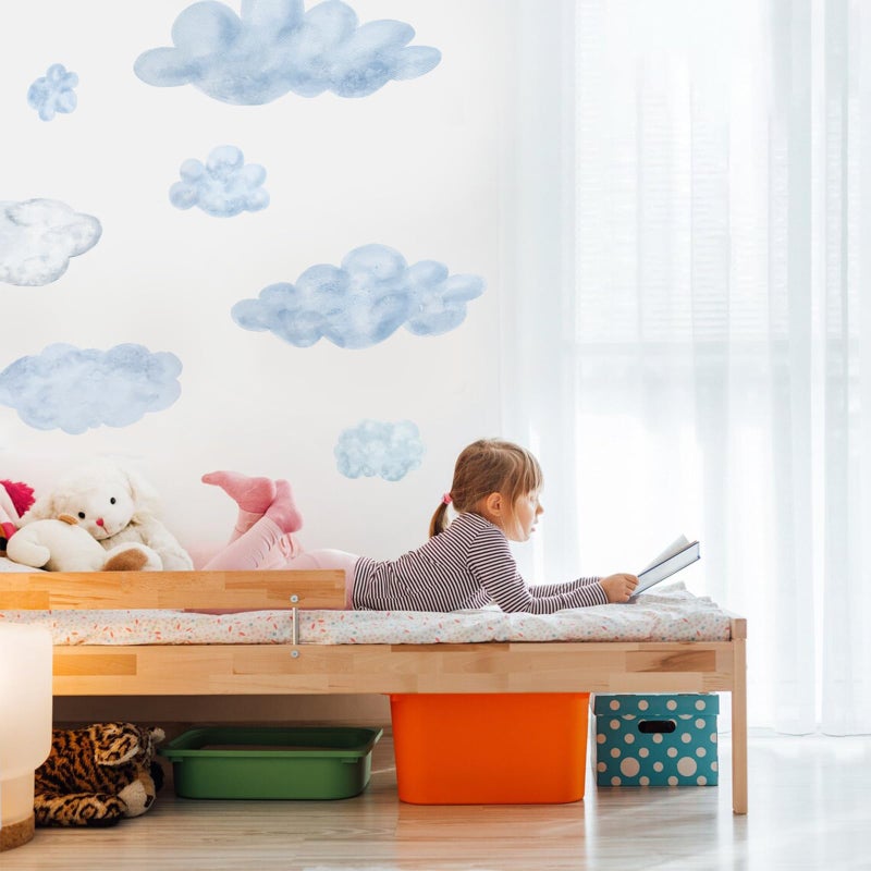 iinuu Large Cloud Wall Decals,Set of 7 Fluffy Clouds Blue and White,Perfect for Nursery,Kids Room,Playroom,Ceilings and Furniture - Image 3