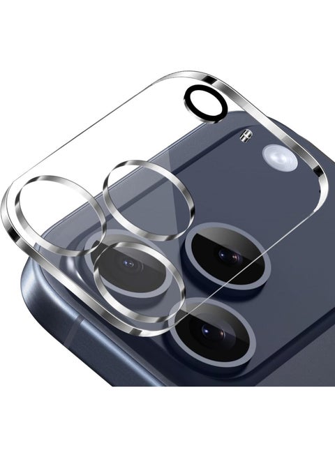 واقي عدسة كاميرا متوافق مع آيفون 17 برو ماكس ، غطاء حماية عالي الدقة من الزجاج الصلب خاتم للشاشة (شفاف)