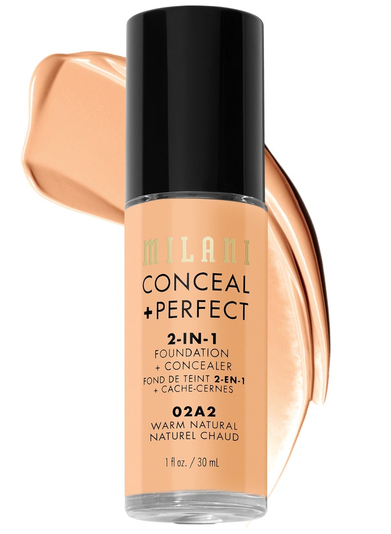 ميلاني كريم أساس وكونسيلر 2 في 1 من ميلاني كوزماتيكس كونسيل + بيرفكت 02A2 لون دافئ طبيعي - مع لون الخوخ الدافئ 30 مل - تغطية كاملة، خفيف الوزن، يدوم طويلاً، مقاوم للماء، خالٍ من الزيوت، نباتي وخالٍ من القسوة - Image 1