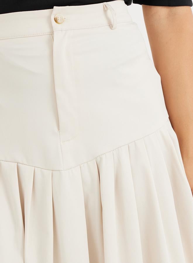 Styli Solid Pleated A-Line Midi Skirt - Image 3