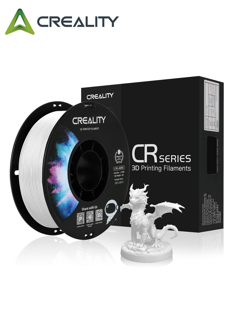 Creality 3D Official Creality CR-ABS 3D Printer Filament 1.75mm 1KG (2.2lbs), High Precision Strong Toughness, Odorless Better Flow Moistureproof 3D Printing Ender Filament, White - Image 1