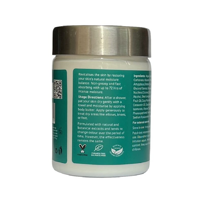 Azafran Organics Ultra Rich Hydrating Body Butter Cream For Smooth Soft  Dry Skin With Organic Almond Coconut Butter Hyaluronic Acid Non Greasy For All Skin Types 225g - Image 5