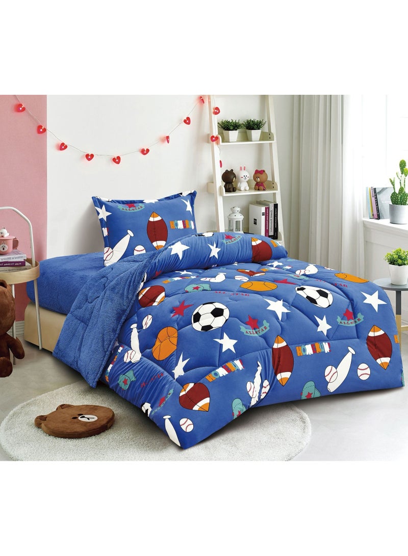 مينجلي مفرش سرير أطفال 3 قطع وجهين فرو ومخمل – ناعم ودافئ – مقاس 170×220 سم - Image 1