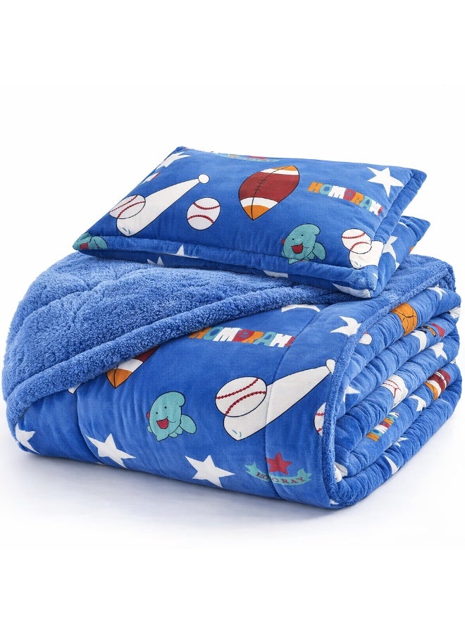 مينجلي مفرش سرير أطفال 3 قطع وجهين فرو ومخمل – ناعم ودافئ – مقاس 170×220 سم - Image 3