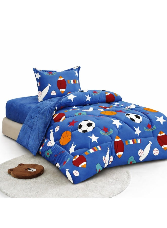 مينجلي مفرش سرير أطفال 3 قطع وجهين فرو ومخمل – ناعم ودافئ – مقاس 170×220 سم - Image 4