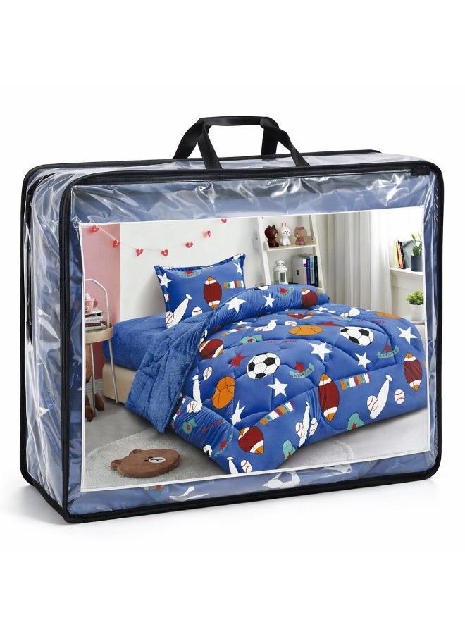 مينجلي مفرش سرير أطفال 3 قطع وجهين فرو ومخمل – ناعم ودافئ – مقاس 170×220 سم - Image 5