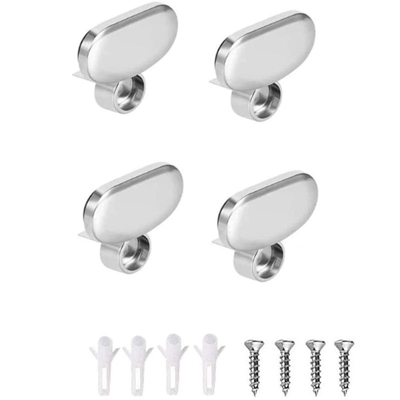 Mirror Clips Glass Clips Clamps Holder Oval Wall Mounted Mirrors BracketClip Bathroom Mirrors Supporting Sheet Mirror Fixed Fitting 4 Pcs