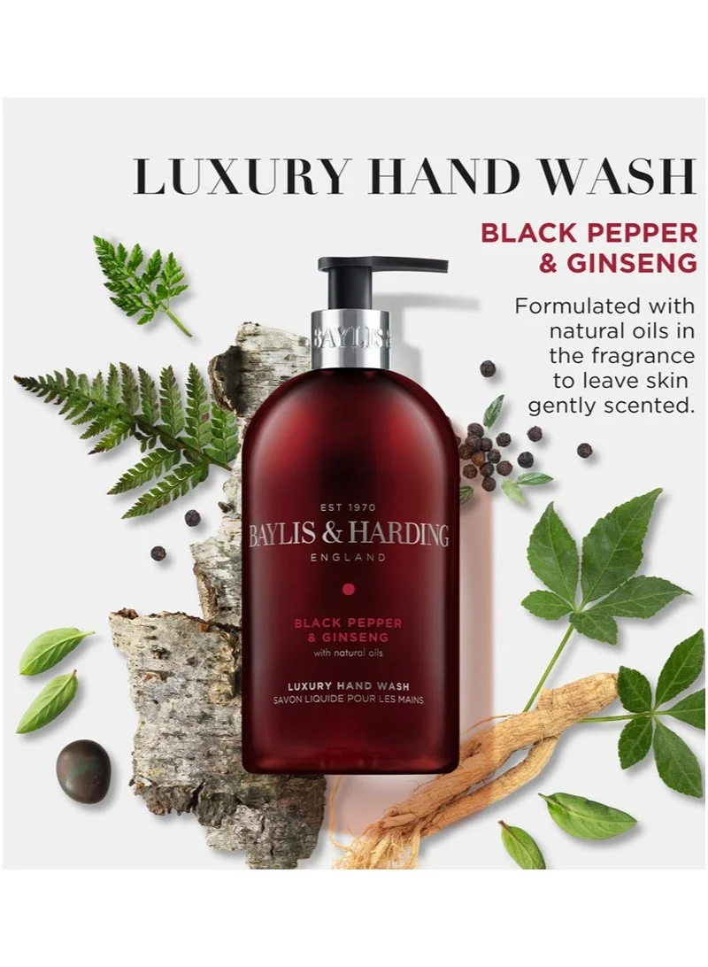 Baylis & Harding  Black Pepper and Ginseng Hand Wash, 500ml (Pack of 2) | Vitamin Enriched | Musky and Masculine Scent with Bergamot | Long Lasting Fragrance | Paraben Free  | Best Price UAE