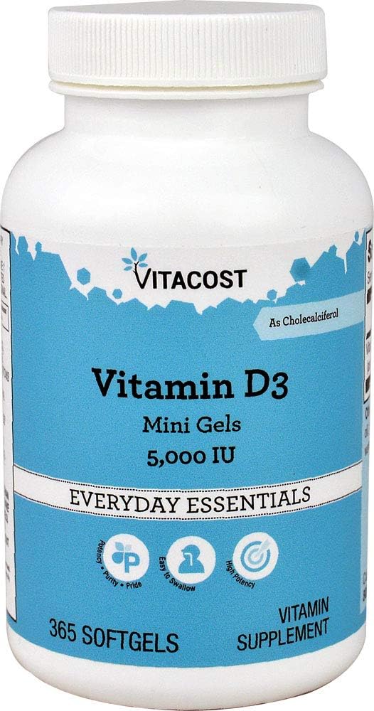 Vitacost Brand Vitamin D3 Mini Gels 5000 IU for Adults