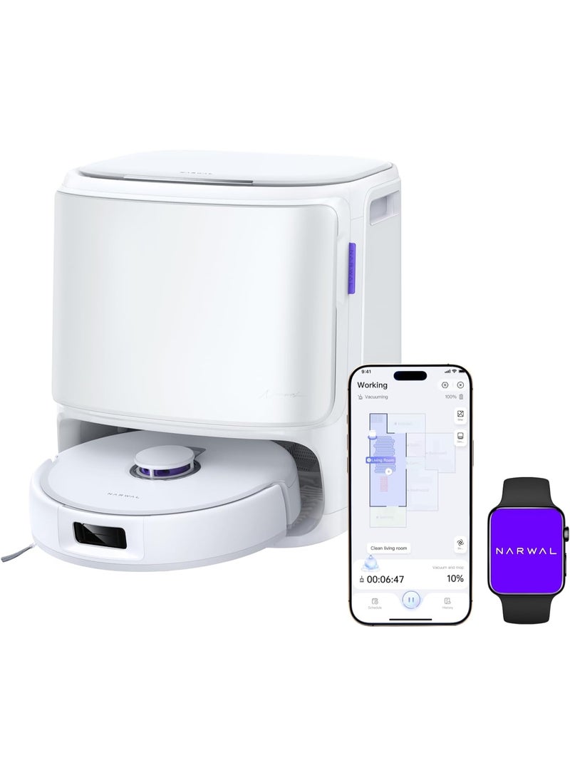 NARWAL مكنسة روبوت وممسحة فريو X10 برو، قوة شفط 11,000Pa، نظام تدفق مزدوج خالي من التشابك، تنظيف حواف ممسحة ممتد، تفريغ ذاتي، غسيل وتجفيف تلقائي للممسحة، نظام ملاحة ليزر، للشعر الحيوانات الأليفة والأرضيات الصلبة - Image 1