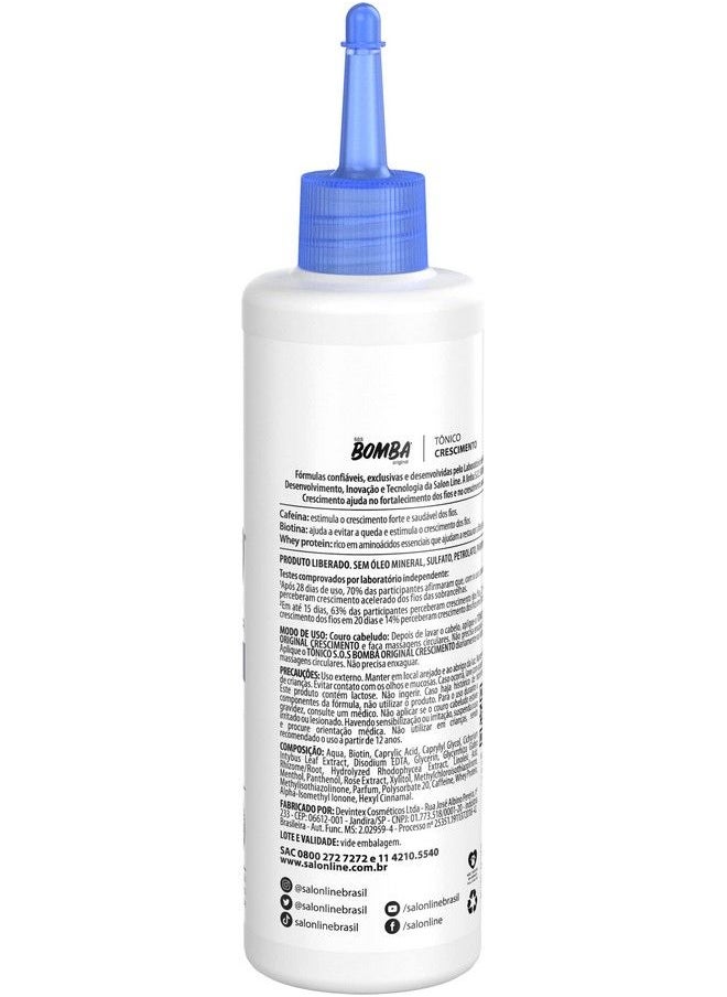Salon Line - Salon Line Linha Sos Bomba (Original) Tonico Fortalecedor Crescimento Acelerado 100 Ml (Salon Line Sos Bomb (Original) Collection Fast Growth Strengthening Tonic 3.38 Fl Oz) - Image 1