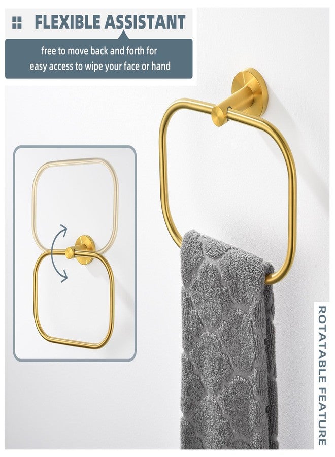 أنجل سيمبل حلقة منشفة مربعة بسيطة بزاوية، لون ذهبي نحاسي، حامل مناشف يد دوار من الفولاذ المقاوم للصدأ SUS 304 للحمام، مثبت على الحائط، 7.87 بوصة - Image 4