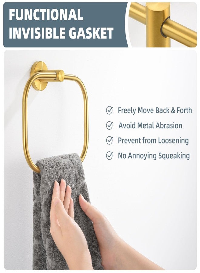 أنجل سيمبل حلقة منشفة مربعة بسيطة بزاوية، لون ذهبي نحاسي، حامل مناشف يد دوار من الفولاذ المقاوم للصدأ SUS 304 للحمام، مثبت على الحائط، 7.87 بوصة - Image 5