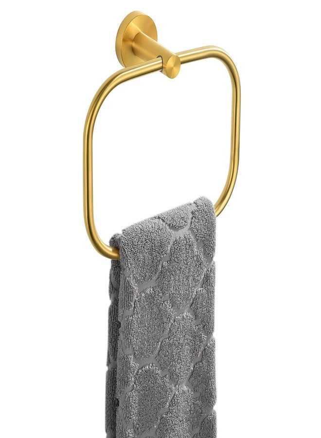 أنجل سيمبل حلقة منشفة مربعة بسيطة بزاوية، لون ذهبي نحاسي، حامل مناشف يد دوار من الفولاذ المقاوم للصدأ SUS 304 للحمام، مثبت على الحائط، 7.87 بوصة - Image 1