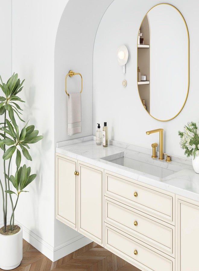 أنجل سيمبل حلقة منشفة مربعة بسيطة بزاوية، لون ذهبي نحاسي، حامل مناشف يد دوار من الفولاذ المقاوم للصدأ SUS 304 للحمام، مثبت على الحائط، 7.87 بوصة - Image 2