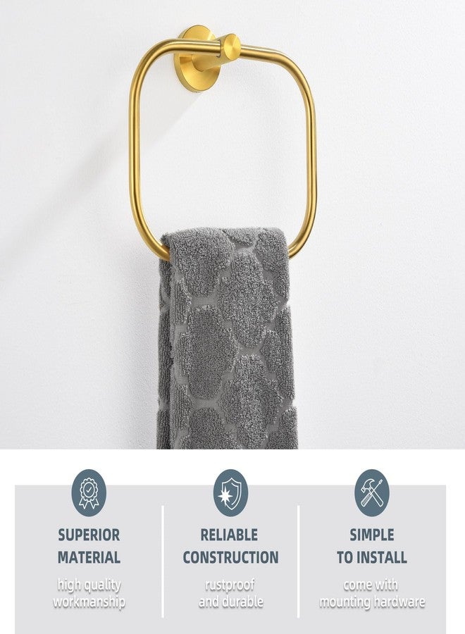 أنجل سيمبل حلقة منشفة مربعة بسيطة بزاوية، لون ذهبي نحاسي، حامل مناشف يد دوار من الفولاذ المقاوم للصدأ SUS 304 للحمام، مثبت على الحائط، 7.87 بوصة - Image 3