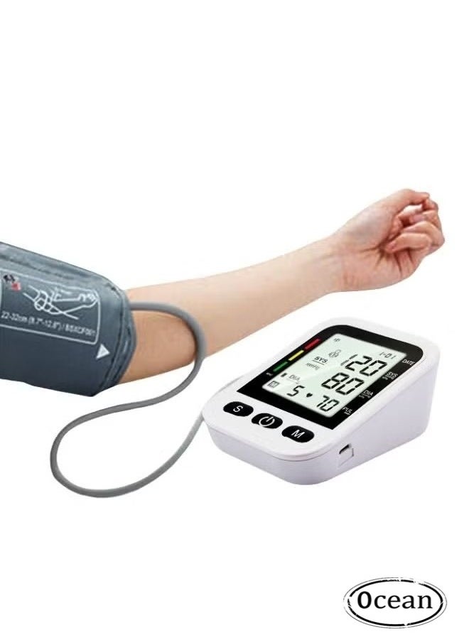 Ocean Digital Blood Pressure Monitor, Upper Arm Blood Pressure Monitor with Adjustable Blood Pressure Cuff Automatic & Digital Blood Pressure Machin, LCD Display Home BP Monitor, Memory Voice Prompt  - Image 1