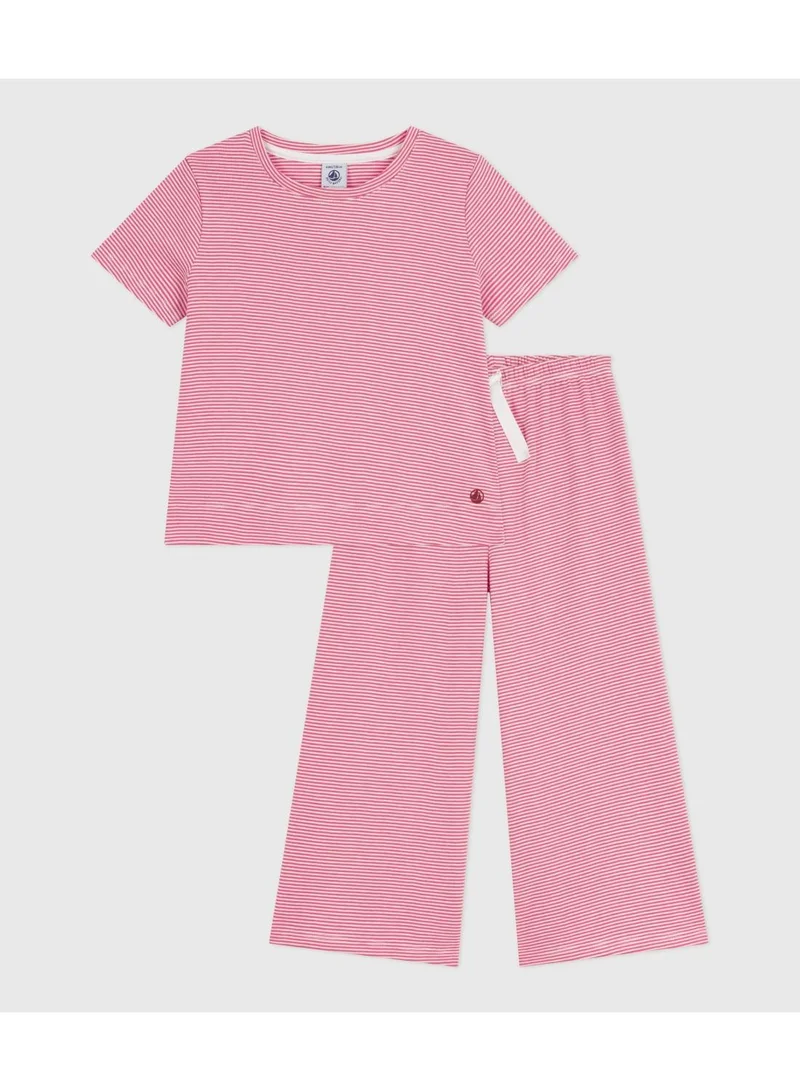 Petit Bateau Children's cotton pyjamas with short sleeves and wide stripy legs