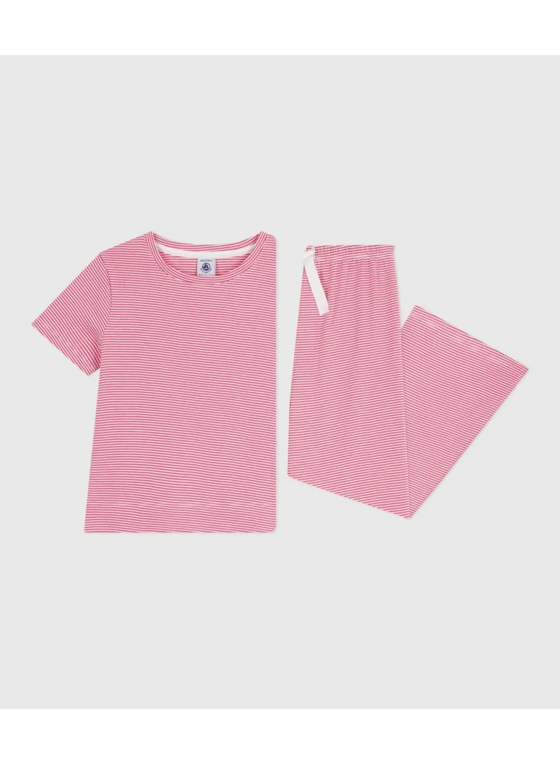 Petit Bateau Children's cotton pyjamas with short sleeves and wide stripy legs