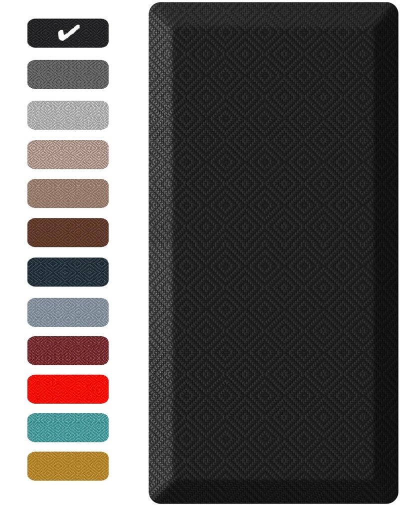 Ophanie Anti Fatigue Cushioned Mat, 3/4 inch Thick, 20x48 Kitchen Mats for Floor, Kitchen Rugs, Waterproof, Comfort Ergonomic Standing Mat for Office, Home, Standing, Black Non-Slip Ridged Bottom - Image 1