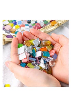 KASTWAVE Mosaic Tiles Bulk, 250g Colorful Small Glass Pieces, Irregular Tiles Mosaic Glass, Glass Mosaic Tiles, Stained Glass Pieces for DIY Picture Home Mosaic Decoration  - Image 5