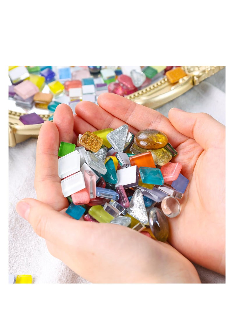 KASTWAVE Mosaic Tiles Bulk, 250g Colorful Small Glass Pieces, Irregular Tiles Mosaic Glass, Glass Mosaic Tiles, Stained Glass Pieces for DIY Picture Home Mosaic Decoration  - Image 5