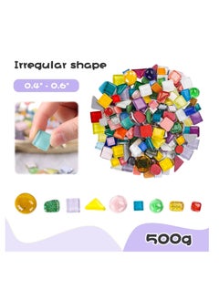 KASTWAVE Mosaic Tiles Bulk, 250g Colorful Small Glass Pieces, Irregular Tiles Mosaic Glass, Glass Mosaic Tiles, Stained Glass Pieces for DIY Picture Home Mosaic Decoration  - Image 2
