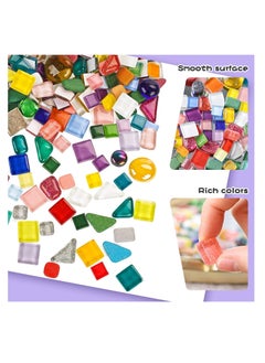 KASTWAVE Mosaic Tiles Bulk, 250g Colorful Small Glass Pieces, Irregular Tiles Mosaic Glass, Glass Mosaic Tiles, Stained Glass Pieces for DIY Picture Home Mosaic Decoration  - Image 3
