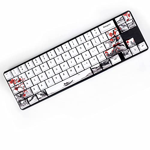 MOLGRIA Keycaps 71 Set for Gaming Mechanical Keyboard, Custom PBT OEM Profile Key caps Japanese Style with Keycap Puller for Cherry MX 71/61 60 Percent Keyboard(Plum Blossom) - Image 2