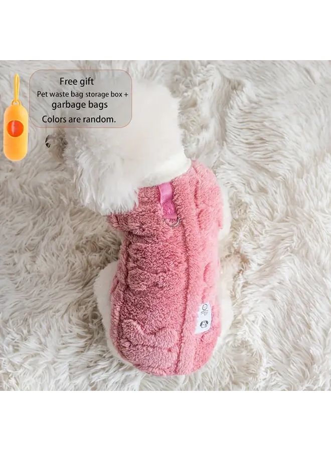 سترة الكلاب الوردية XL المصنوعة من الف fleece والمتوافقة مع المقود، معطف شتوي بدون أكمام للحيوانات الأليفة الصغيرة والمتوسطة - Image 1