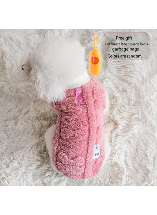 سترة الكلاب الوردية XL المصنوعة من الف fleece والمتوافقة مع المقود، معطف شتوي بدون أكمام للحيوانات الأليفة الصغيرة والمتوسطة - Image 5