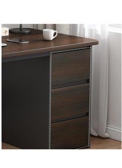 Golden Computer Desk with Drawers & Storage Shelves,100*50cm Study Work Writing Desk for Home Office Bedroom, Simple Modern  PC Desks Table,Black  - Image 3