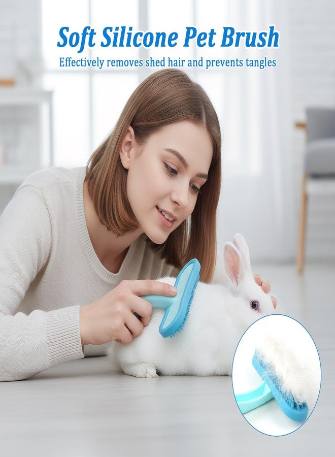 NZELSW Guinea Pig and Bunny Brush, Beauty Silicone Brush, Soft Smoothing Dog Brush, Shedding Season Helps Untangle Mats and Comb Loose Fur for Chinchillas, Bunnys, Guinea Pigs and Puppies (Blue) - Image 3