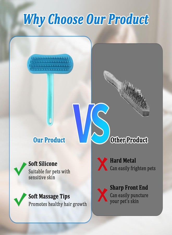 NZELSW Guinea Pig and Bunny Brush, Beauty Silicone Brush, Soft Smoothing Dog Brush, Shedding Season Helps Untangle Mats and Comb Loose Fur for Chinchillas, Bunnys, Guinea Pigs and Puppies (Blue) - Image 4