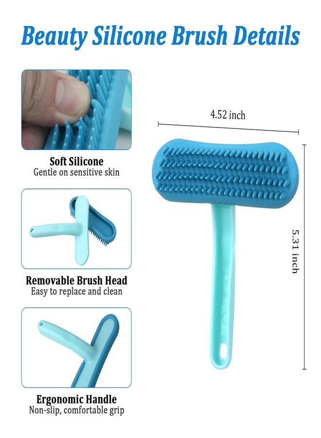 NZELSW Guinea Pig and Bunny Brush, Beauty Silicone Brush, Soft Smoothing Dog Brush, Shedding Season Helps Untangle Mats and Comb Loose Fur for Chinchillas, Bunnys, Guinea Pigs and Puppies (Blue) - Image 2