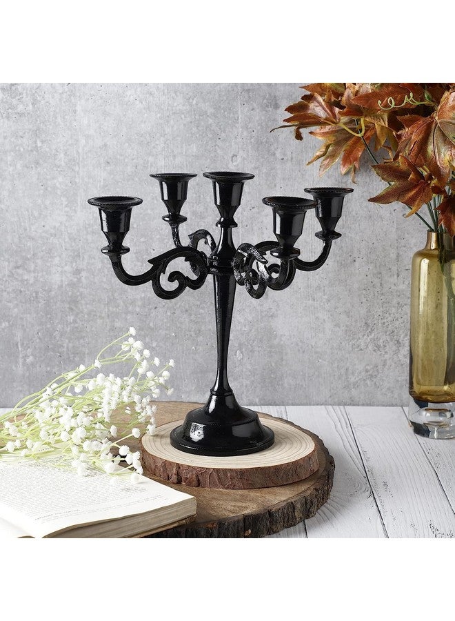 Rely+ 5 Arm Candelabra Taper Candle Holders Decorations Indoor Kitchen Décor Table Candles Candlestick Candelabra Centerpiece (Black Glossy) - Image 5