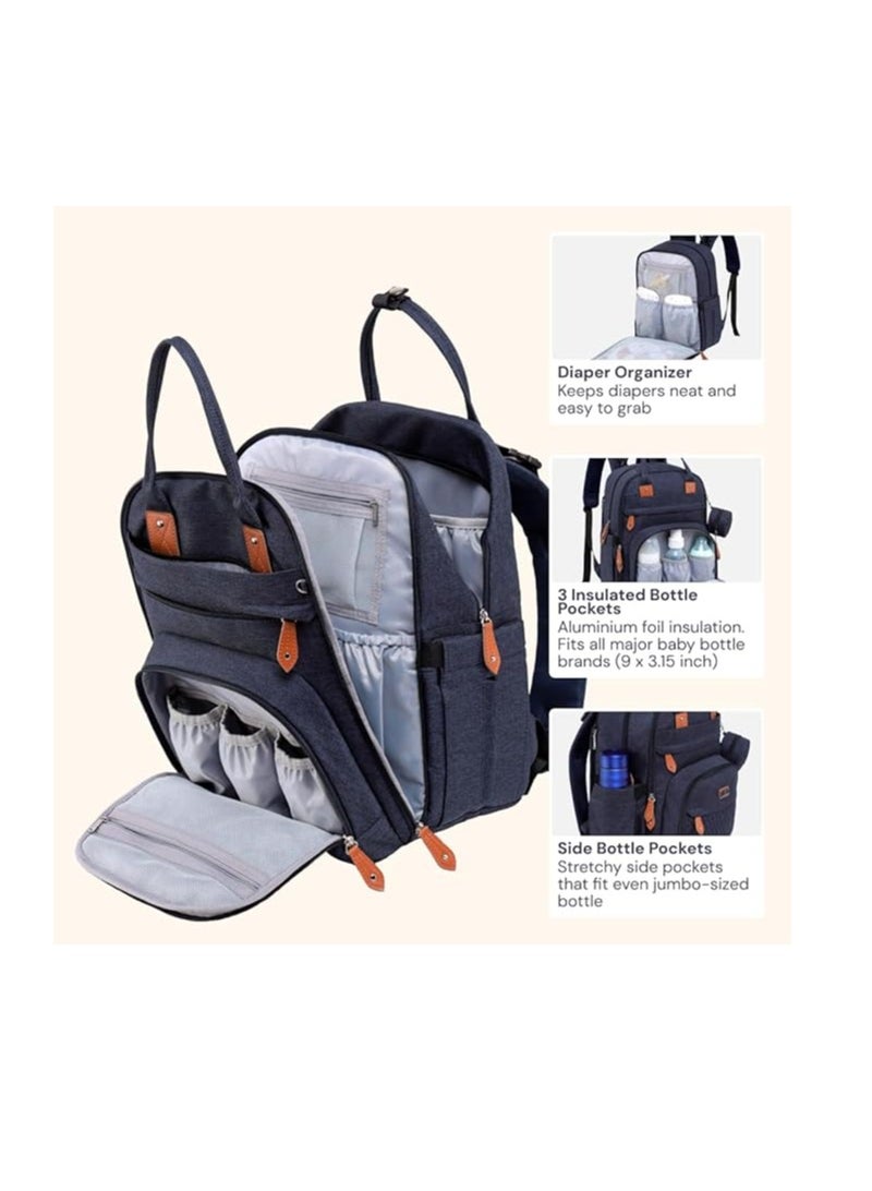 BabbleRoo Baby Diaper Backpack with Changing Mat - Large Capacity Diaper Bag Multifunction Waterproof Travel Bag with Detachable Pacifier Case, Unisex - Image 3