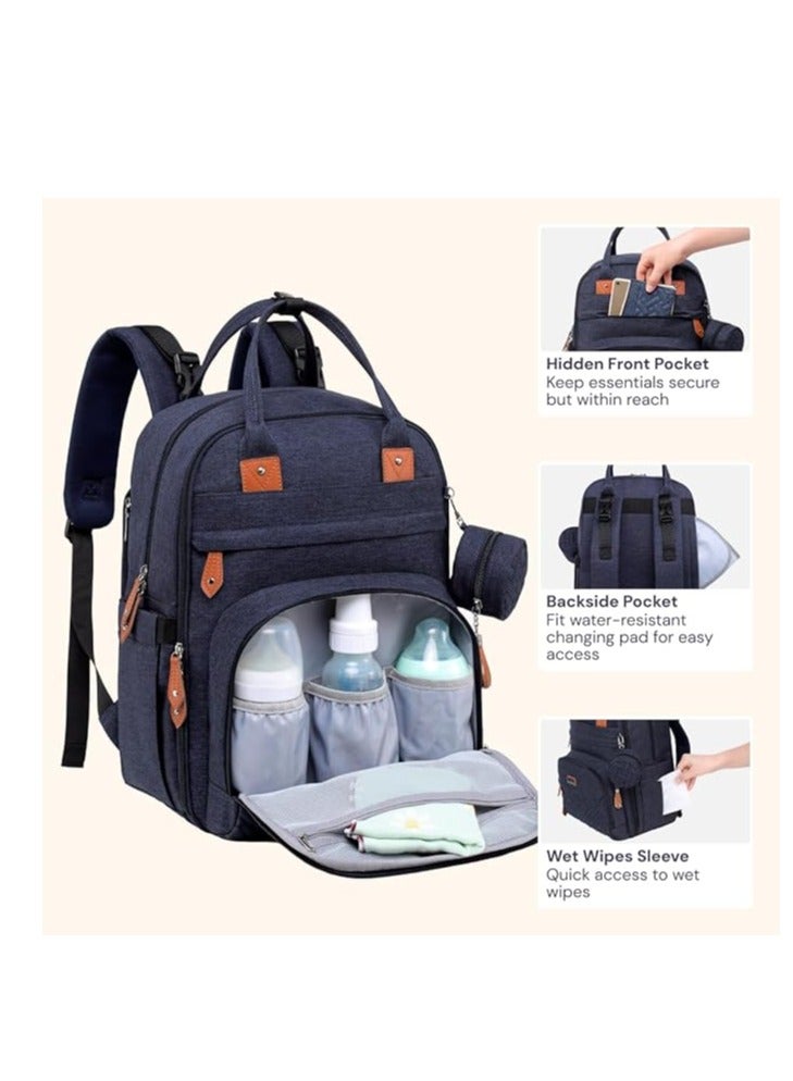 BabbleRoo Baby Diaper Backpack with Changing Mat - Large Capacity Diaper Bag Multifunction Waterproof Travel Bag with Detachable Pacifier Case, Unisex - Image 4