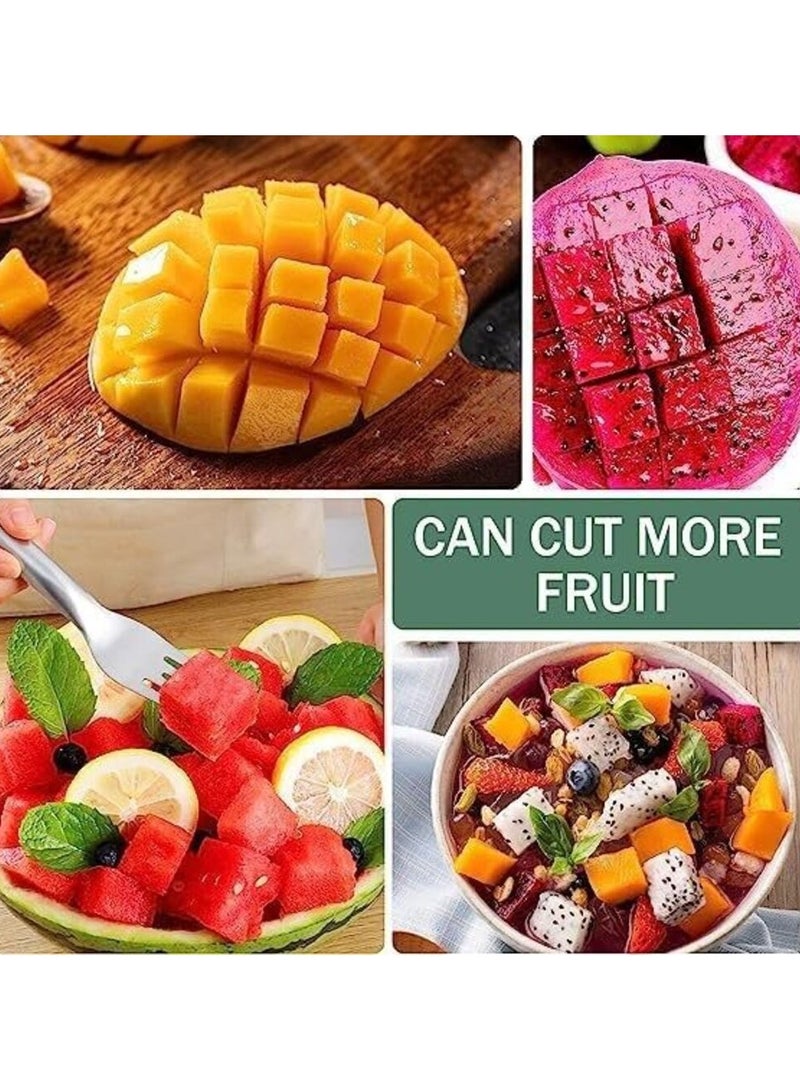Watermelon Slicer Fork Stainless Steel Cutter Kids Fascinated Melon Cube Cutting Tool Carving and Cutting Utility Knife for Home Fruit Party Cool Kitchen Gadgets - Image 4