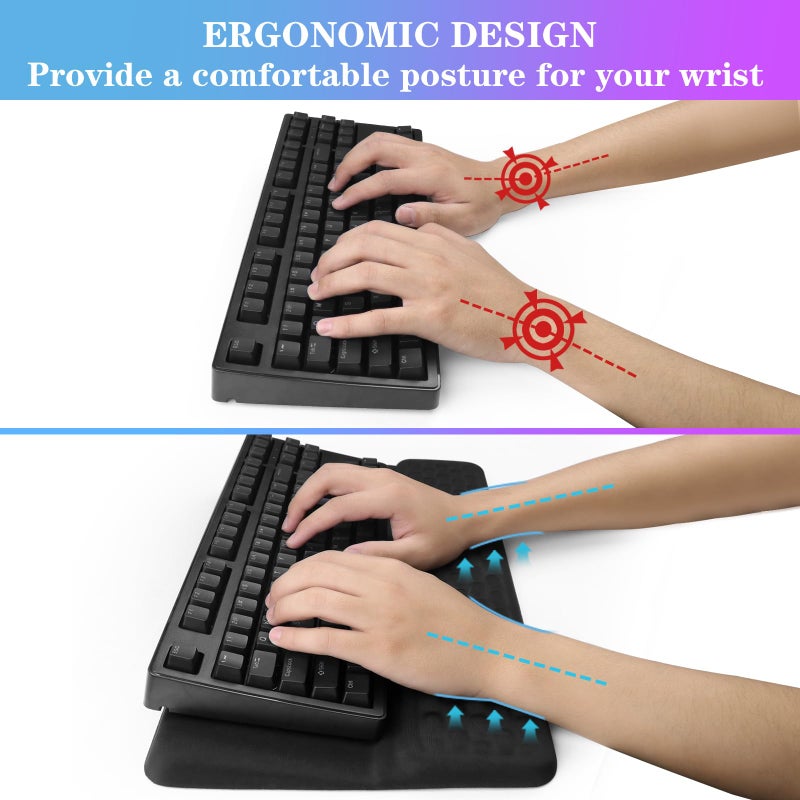KEPUTAIER Computer Keyboard Stand with Wrist Rest, Ergonomic Tilted Keyboard Holder - Keyboard Riser with Wrist Pad - Keyboard Tray Support for Office Home - Black Starry Night - Image 3