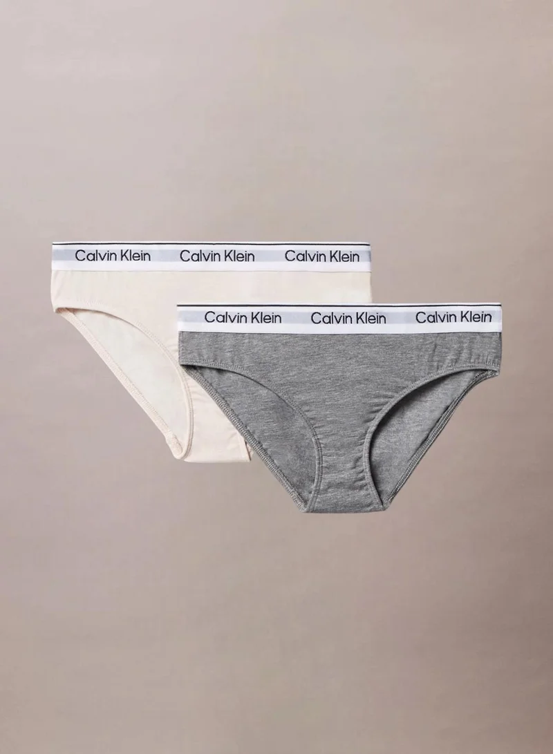 Calvin Klein Jeans 2 Pack Girls Bikini Briefs - Icon Cotton Stretch