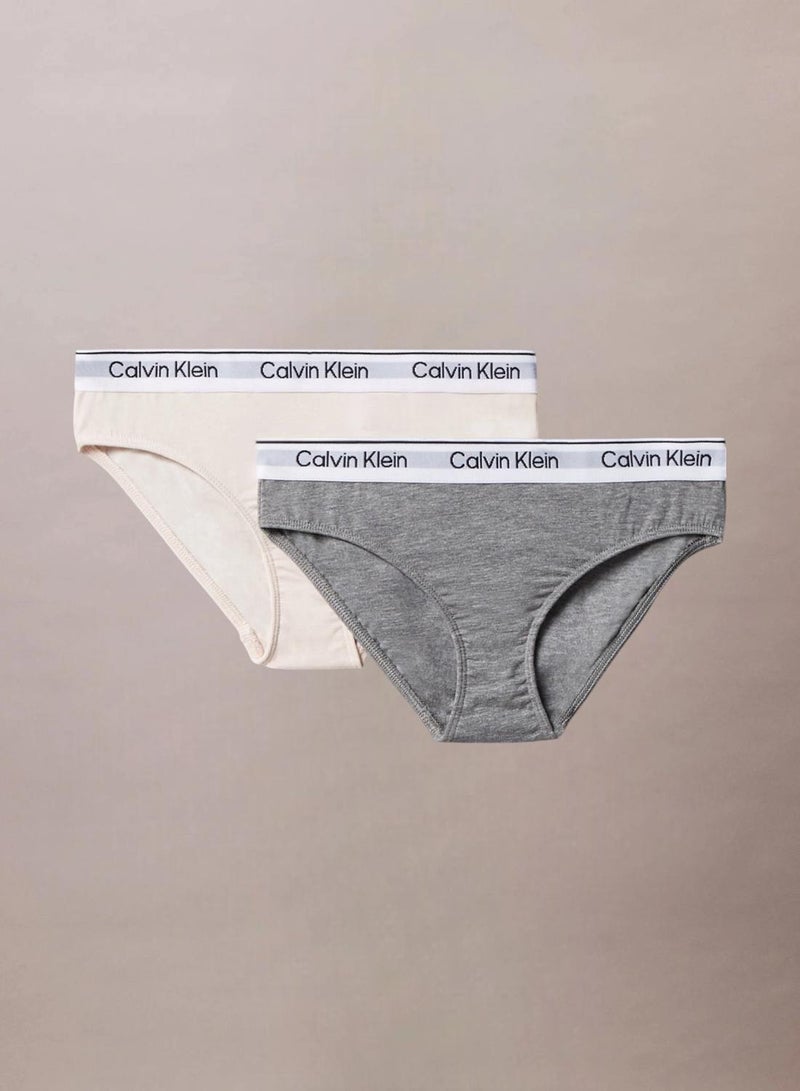 Calvin Klein Jeans 2 Pack Girls Bikini Briefs - Icon Cotton Stretch - Image 1