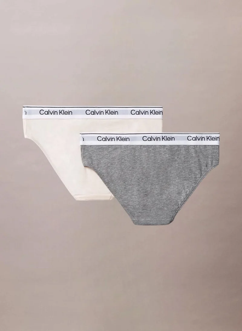 Calvin Klein Jeans 2 Pack Girls Bikini Briefs - Icon Cotton Stretch