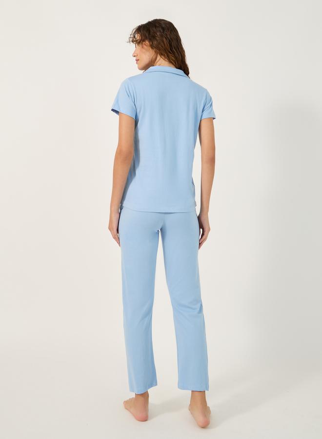 Styli COTTON JERSEY SHORT SLEEVE BUTTON THRU SHIRT  and PJ SET  - Image 5
