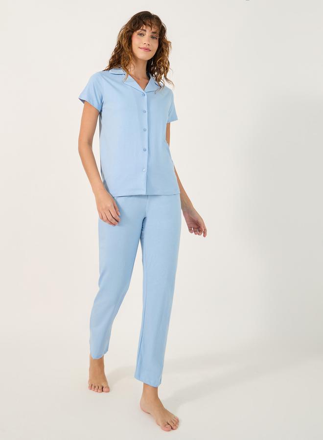 Styli COTTON JERSEY SHORT SLEEVE BUTTON THRU SHIRT  and PJ SET  - Image 1