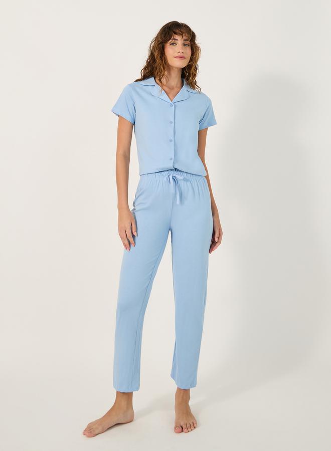 Styli COTTON JERSEY SHORT SLEEVE BUTTON THRU SHIRT  and PJ SET  - Image 2