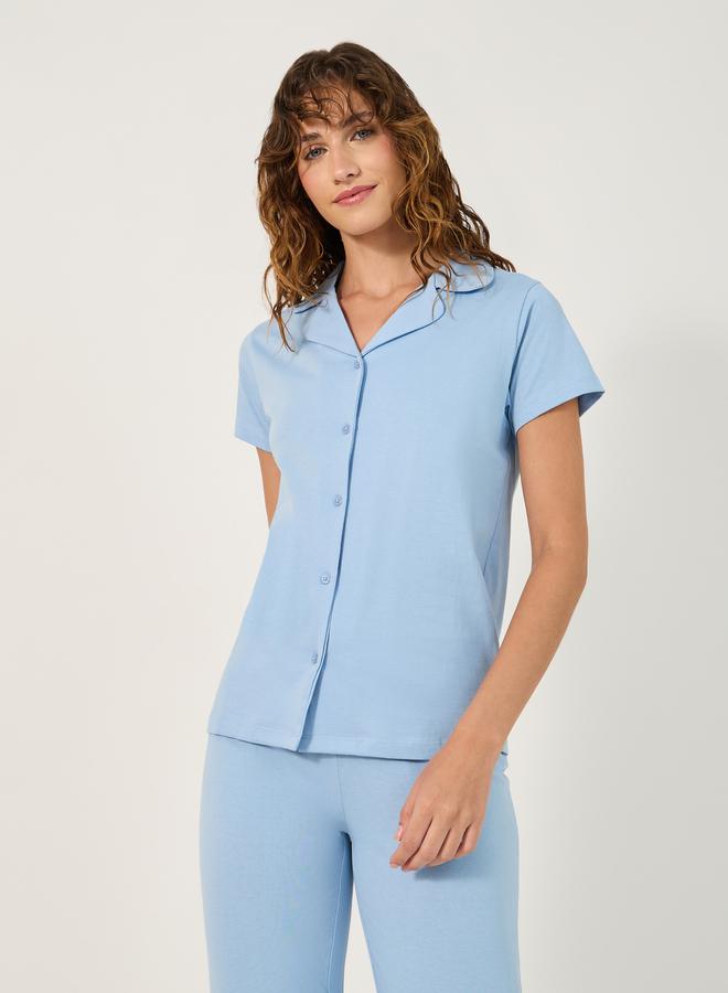Styli COTTON JERSEY SHORT SLEEVE BUTTON THRU SHIRT  and PJ SET  - Image 3