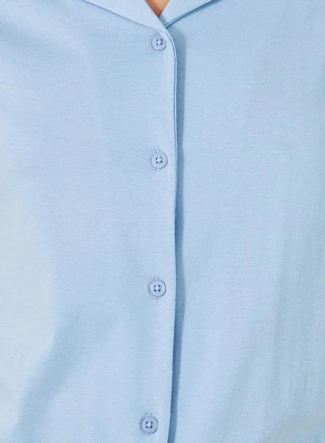 Styli COTTON JERSEY SHORT SLEEVE BUTTON THRU SHIRT  and PJ SET