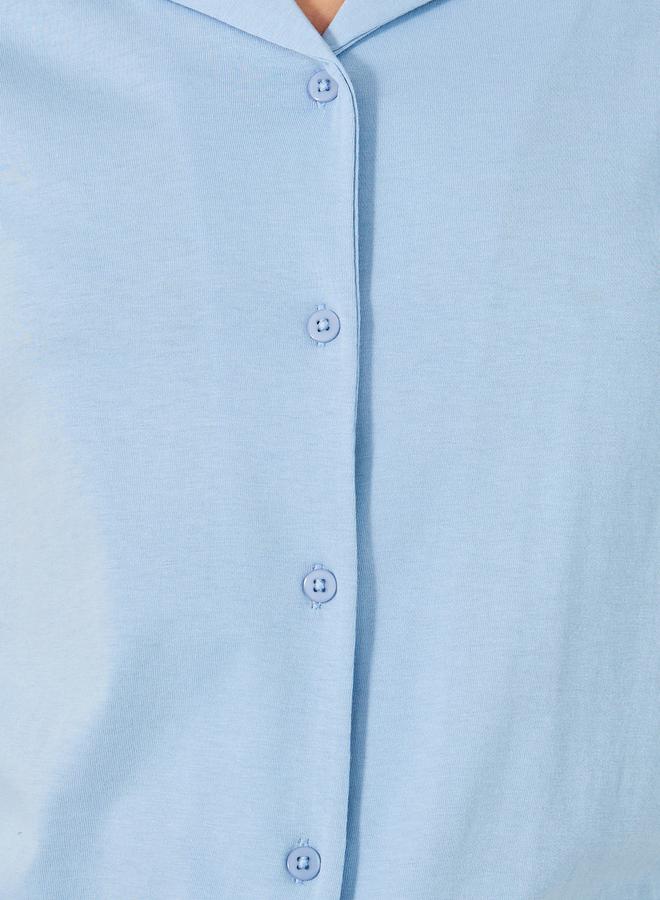 Styli COTTON JERSEY SHORT SLEEVE BUTTON THRU SHIRT  and PJ SET  - Image 4